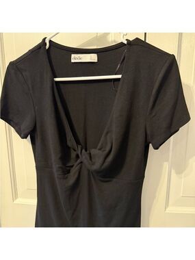 Elodie Black Tie Front Fitted Top